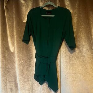 Eloquii Elegant Green Asymmetrical Hem Zip Closure Tie Waist Women's Top Size 14
